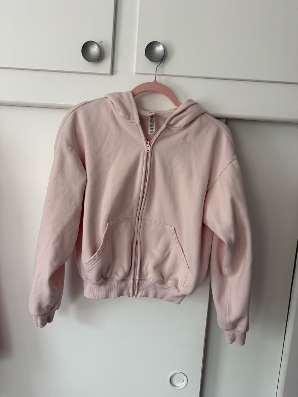 SKIMS Cotton Fleece Zip Up in Barely Pink